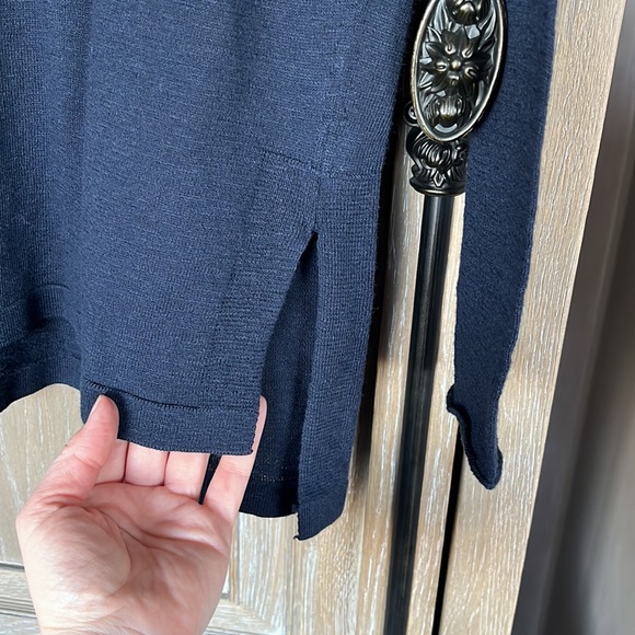 Vince dark navy size small petite cotton long sleeve shirt - Picture 4 of 11